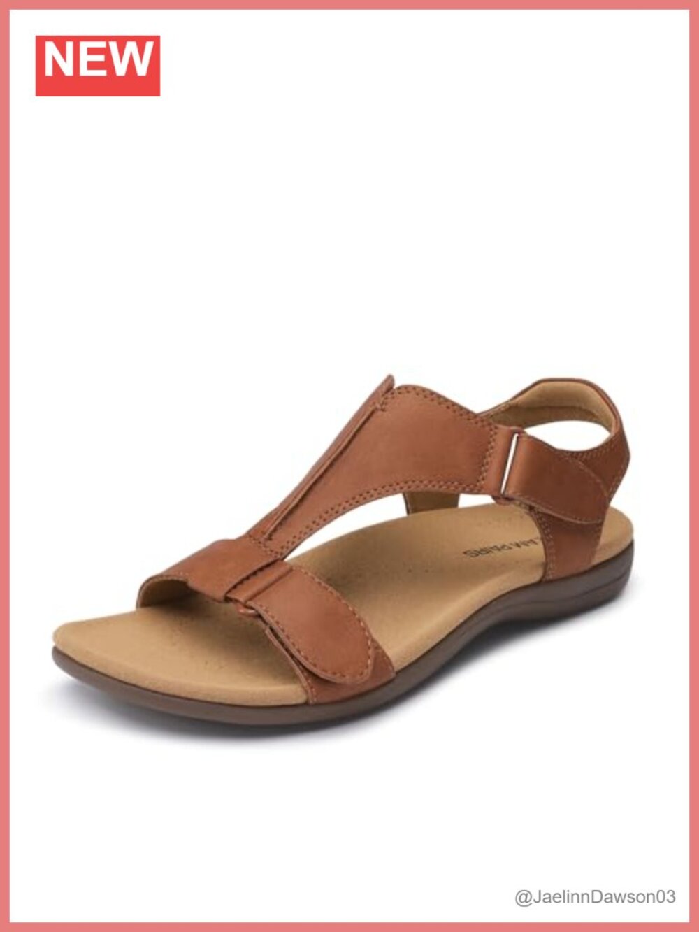 Arch Support T-Strap Cushioned Walking Flat Sandals with Non-Slip Sole